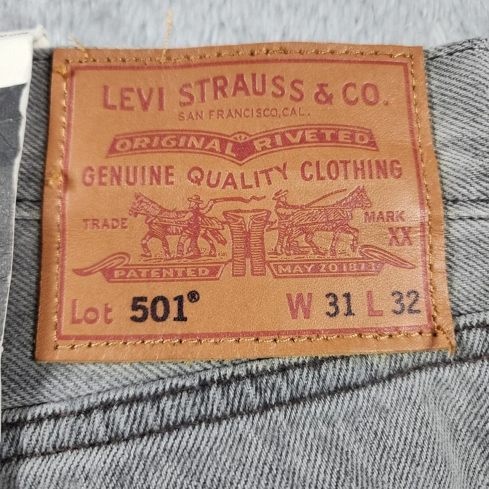 Levis 501 Original Jeans Mens 31x32‎ Gray Big E Premium Button Fly New Straight